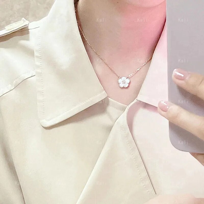 Fashion Brand Rose Gold Plum Blossom Seven Star Ladybug Necklace Bracelet Women's Fashion Simple Party Gift High Grade Jewelry