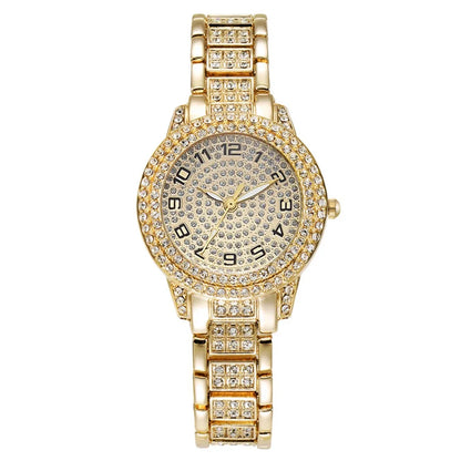 Luckacco Luxury Women Gold Watch Fashion Ladies Quartz Diamond Wristwatch Elegant Female Bracelet Watches Set Reloj Mujer