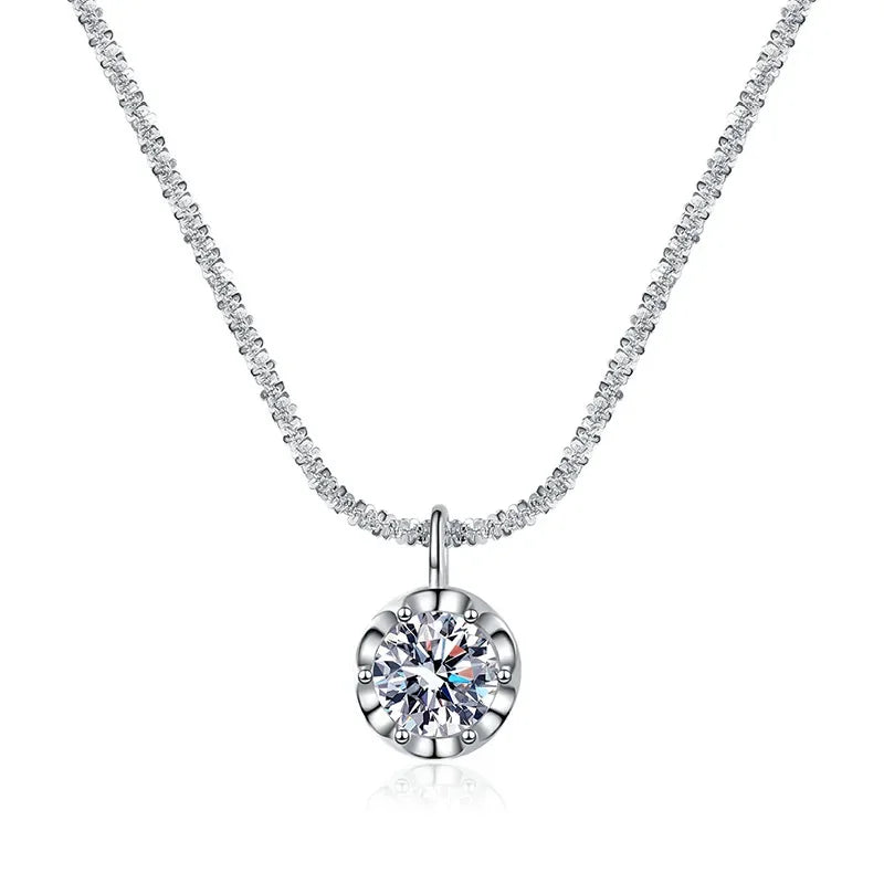luckacco 1/2ct glassic sparkling round cut moissanite pendant for women test passed lab grown diamond 925 sterling silver elegant