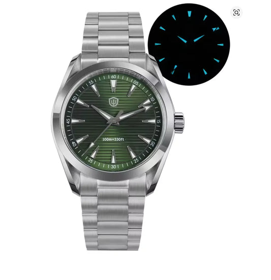 Luckacco Watchdives WD0006B Watch VH31 Sweep Second Movement Domed Sapphire Crystal BGW9 Luminous 10Bar Waterproof 38mm Vintage Watches