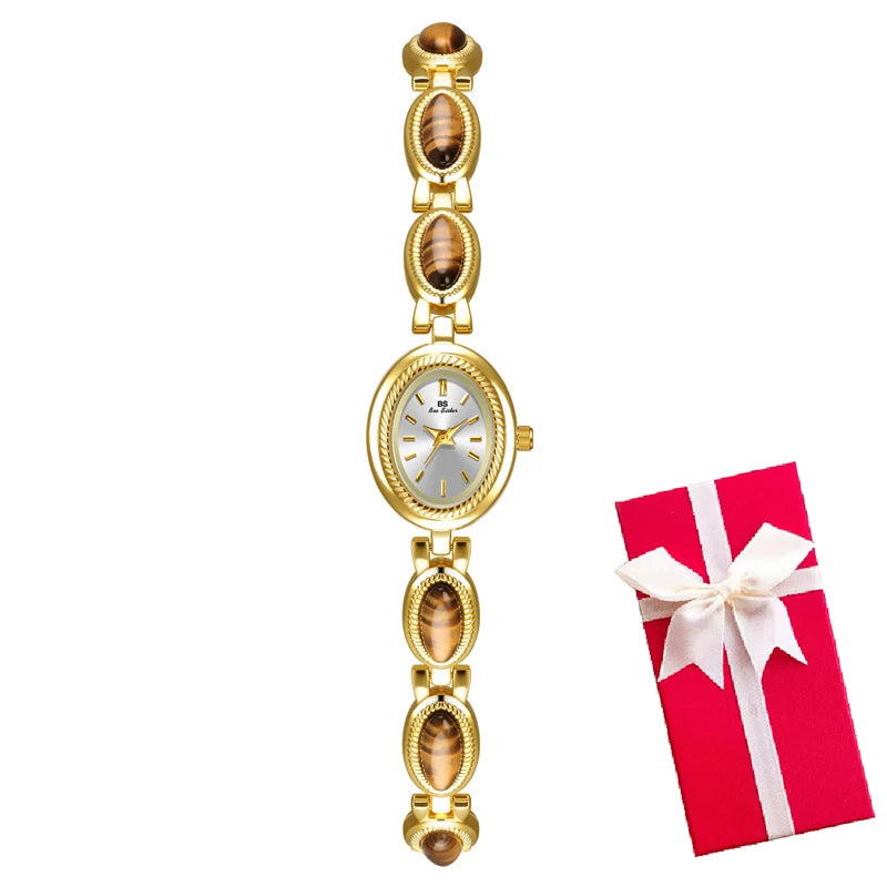 luckacco oval rhinestone 2025 ladies wrist watches top brand luxury for women bracelet watches gold relogio feminino dropshipping fashion