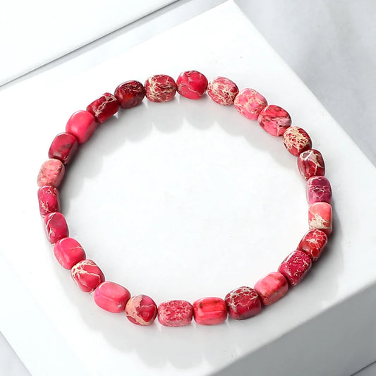 Luckacco Vintage Emperor Stone Beaded Bracelets Natural Stone Charm Elastic Strand Bracelet & Bangle Bohemian Yoga Jewelry for Women Men