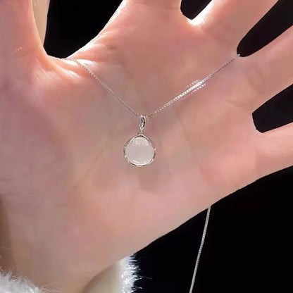 Luckacco New 925 Sterling Silver Round Necklace Simple Geometric Shape Woman Pendant Choker Birthday Gift for Friends Exquisite Jewelry