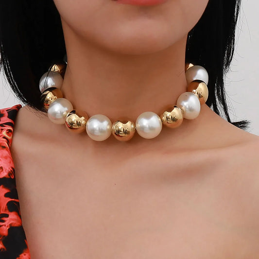 Luckacco Multi-Layer White Imitation Pearl Necklace Bead  Chain Punk Ladies Wedding Short Clavicle Necklac Girl Charm Banquet Jewelry
