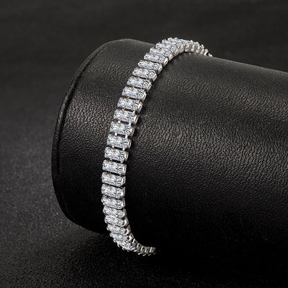 Luckacco Charms 925 Sterling Silver Bracelet Elegant Zircon Crystal Fine Jewelry For Women Girl Engagement Wedding Party Gift 18CM