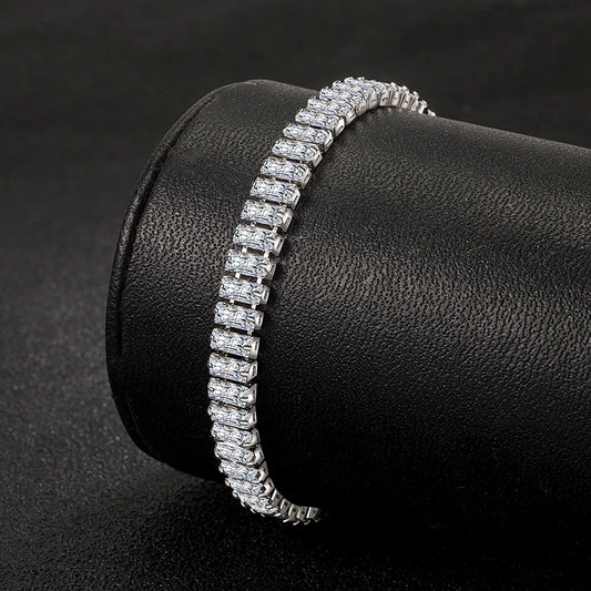 Luckacco Charms 925 Sterling Silver Bracelet Elegant Zircon Crystal Fine Jewelry For Women Girl Engagement Wedding Party Gift 18CM