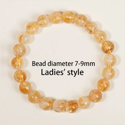 Luckacco Natural Citrine Quartz Bracelet for Wealth Luck-Reiki Healing Chakra Balancing Unisex Yellow Crystal Beads Jewelry for Men Women