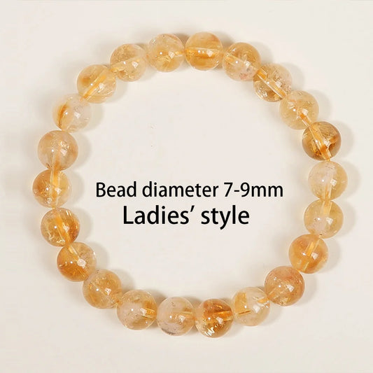 Luckacco Natural Citrine Quartz Bracelet for Wealth Luck-Reiki Healing Chakra Balancing Unisex Yellow Crystal Beads Jewelry for Men Women