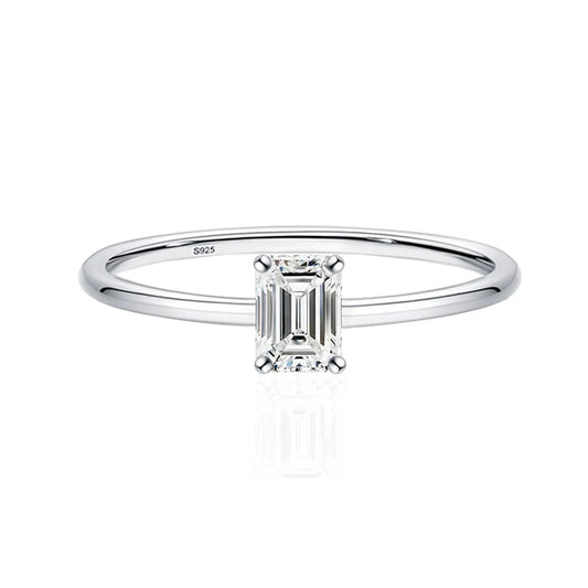 Luckacco Simple Fine Rea D Color Moissanite Diamond Ring 925 Sterling Silver Party Wedding Band Rings for Women Engagement Jewelry