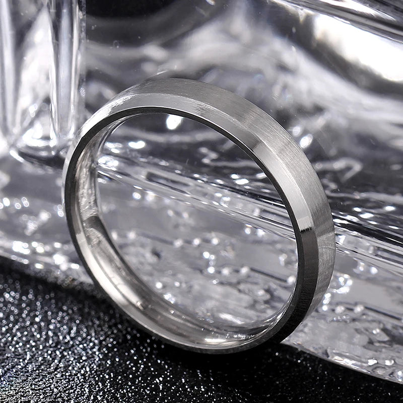 luckacco 4-8mm dull polish silver color titanium ring for men and women personalized ring customize engraved