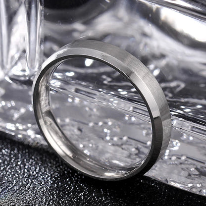 Luckacco 4-8mm Dull Polish Silver Color Titanium Ring For Men and Women Personalized Ring Customize Engraved