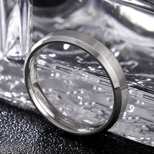 Luckacco 4-8mm Dull Polish Silver Color Titanium Ring For Men and Women Personalized Ring Customize Engraved