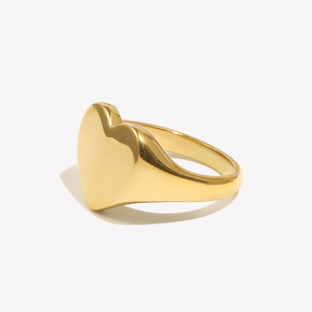 luckacco e.b.belle stainless steel fine polished wide large heart finger rings stainless steel hypoallergenic rings for female jewellery