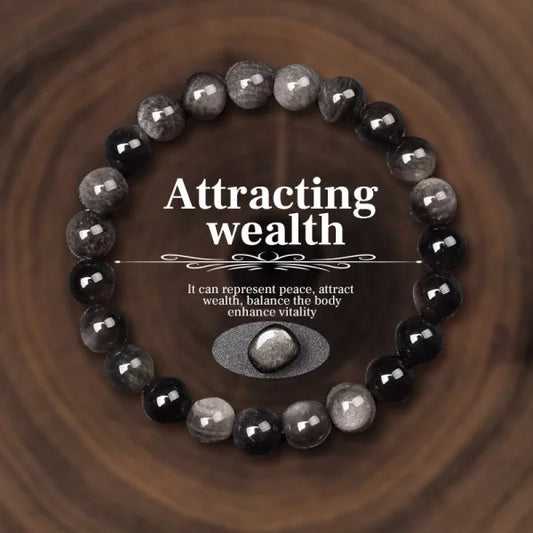Luckacco Attract Money Wealth Health Pulse Hematite Natural Stone Beads Bracelet for Women Men Party Jewelry Accessories Gifts