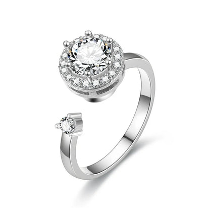 Luckacco Titanium Stainless Steel Ring For Women Rotate Rotating Anxiety Fidget Adjustable Rings Silver Color Jewelry Lovely Flower Bee