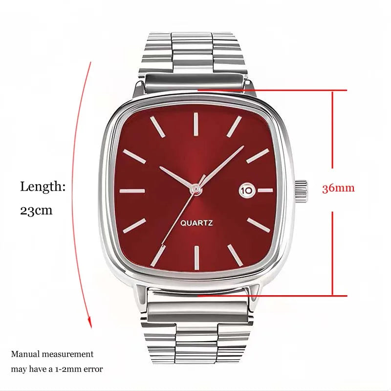 luckacco fashion brand men watch steel strap business calendar quartz watches luxury wristwatches gift  big dial clock
