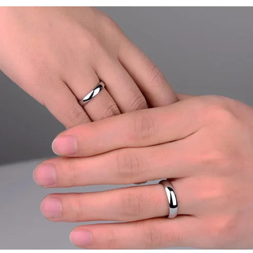 luckacco fashion simple titanium steel plain couples ring 6mm and 4mm rings wedding promise engagement rings for women
