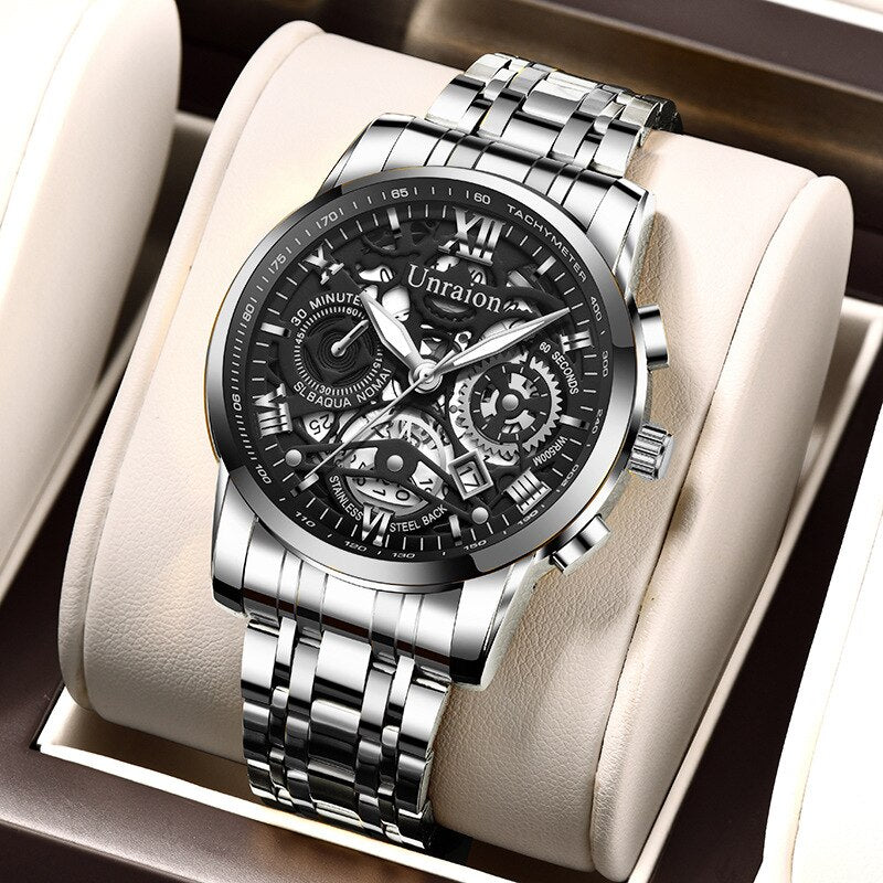 Wristwatch for Man Reloj Hombre Male Clock Luxury Men's Calendar Watches Big Dial Stainless Steel Waterproof Luminous Man Quartz - luckacco