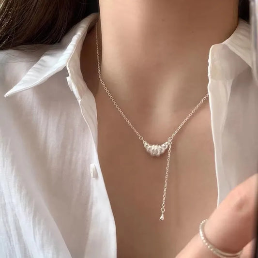 Luckacco PANJBJ 925 Sterling Silver Moonstone Necklace for Women Girl Individuality Geometric Simple Jewelry Birthday Gift