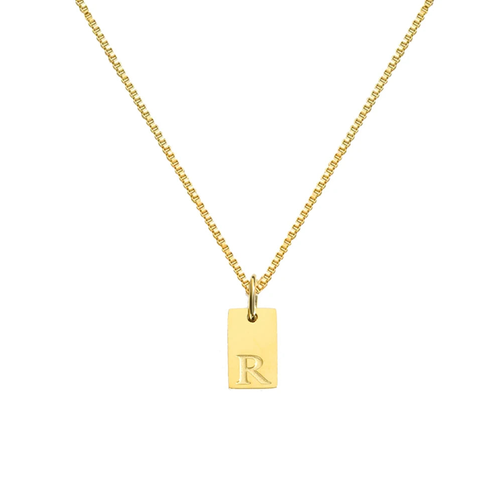 luckacco initial necklace letter pendant chamrs stainless steel necklace jewelry women's necklace box chain choker woman trend 2025 gift