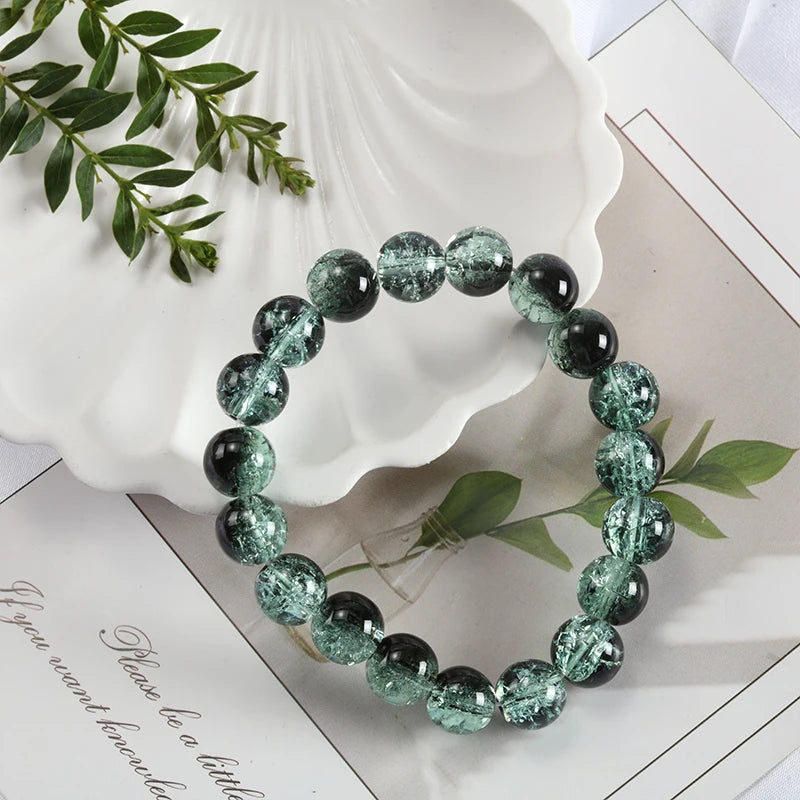 luckacco shinning crystal beads elastic bracelet korean style colorful crystal glass beaded bracelet bangles for women