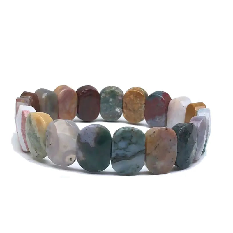 luckacco natural 10x15mm faceted flashing stone beads bracelets handmade reiki healing meditation bangles elastic rope couple jewelry