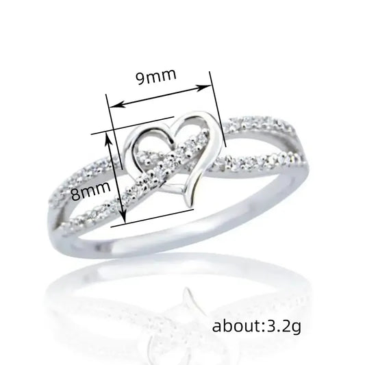 Luckacco daily picks Graceful Silver Color/Gold Color Heart Ring Lady Engagement Accessories with Bright Zirconia Bridal Wedding Band Jewelry