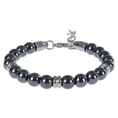 Luckacco 8mm Natural Stone Lapis Lazuli Beaded Bracelet Adjustable Stainless Steel Chain Bracelet for Men Women Handmade Jewelry Gifts