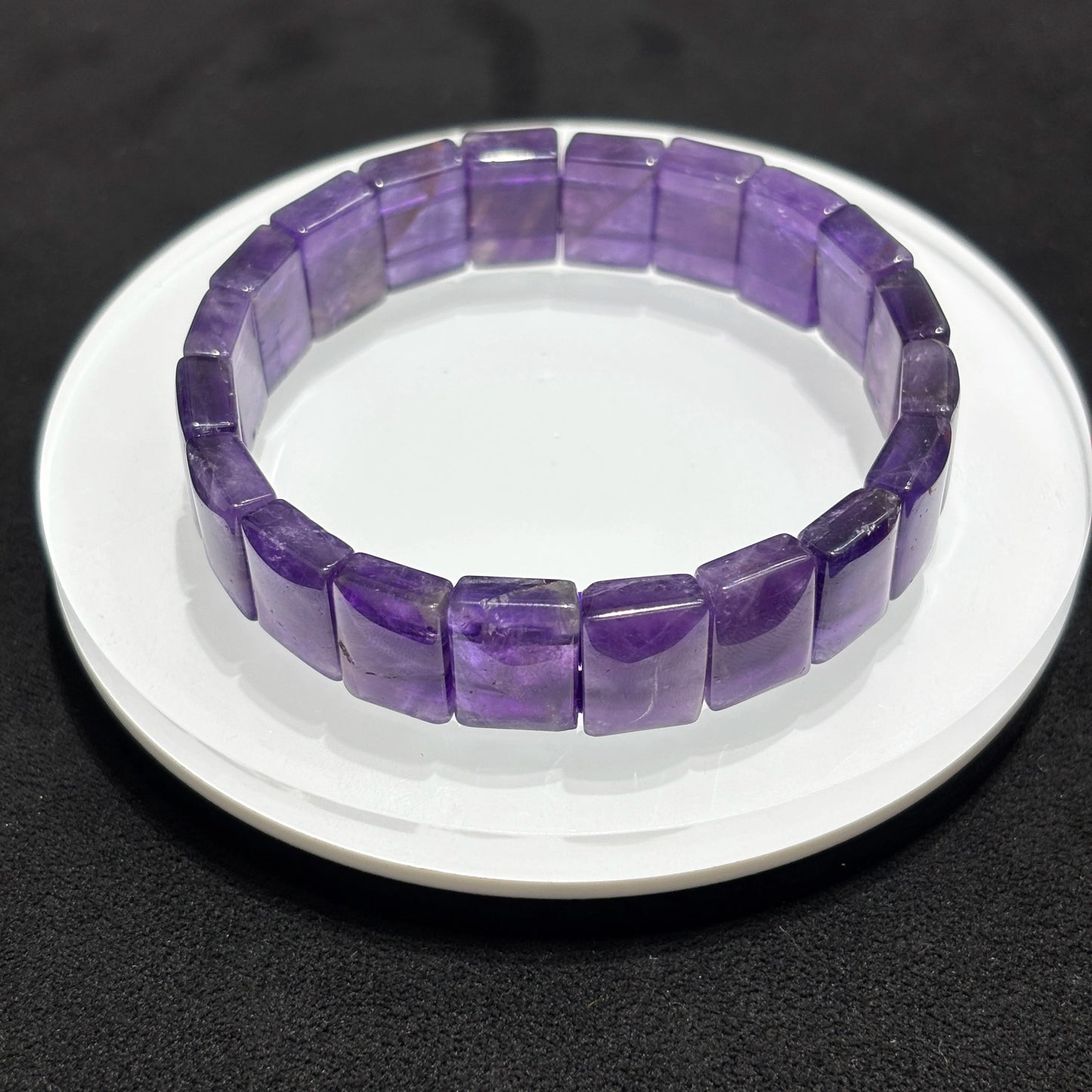 luckacco natural rectangle bead amethyst bangle bracelet women girl gift elastic soft bangle reiki healing jewelry purple accessory