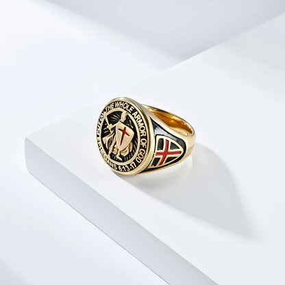 Luckacco Vintage Exorcism Saint Benedict Cspb Cross Ring Men Punk Amulet Christianity Rings Stainless Steel Jewelry Gift