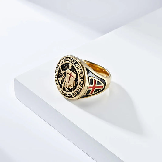 Luckacco Vintage Exorcism Saint Benedict Cspb Cross Ring Men Punk Amulet Christianity Rings Stainless Steel Jewelry Gift