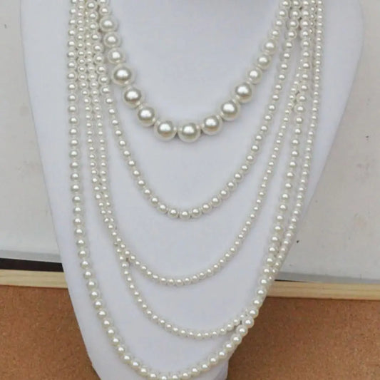 Luckacco Multilayered Imitation Pearl Necklace for Woman Luxury Jewelry High Quality Fashion Woman Necklaces