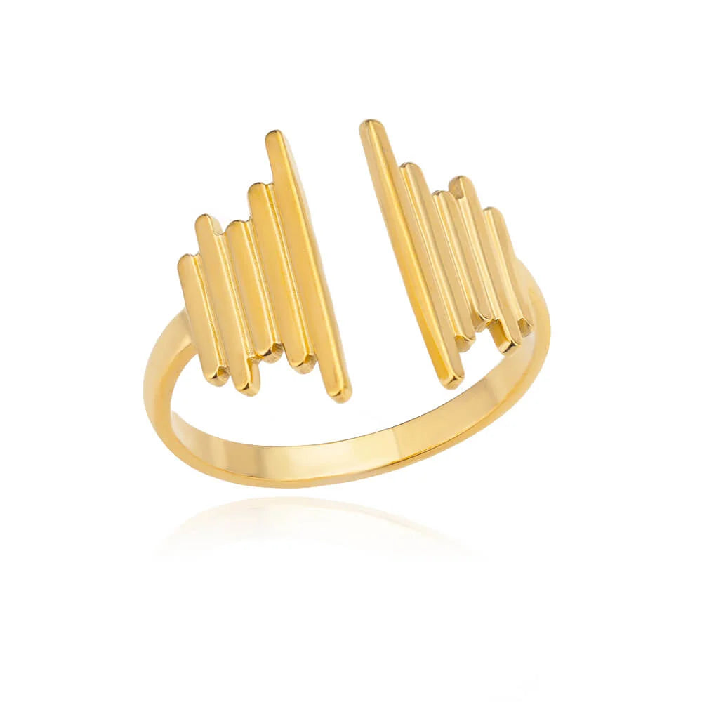 luckacco gold color stainless steel coin ring broad surface elliptical geometry rings fashion elegant jewelry accessories for women gift