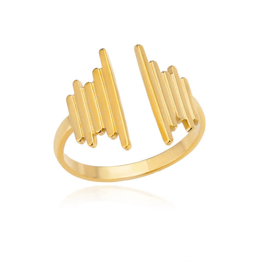 Luckacco Gold Color Stainless Steel Coin Ring Broad Surface Elliptical Geometry Rings Fashion Elegant Jewelry Accessories For Women Gift