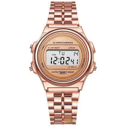 Luckacco Retro Square Electronic Watches Digital Display Women Men Watch Rose Gold Silver Luxury Ladies Wristwatches Relojes Para Mujer