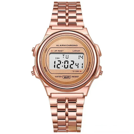 Luckacco Retro Square Electronic Watches Digital Display Women Men Watch Rose Gold Silver Luxury Ladies Wristwatches Relojes Para Mujer