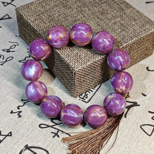 Luckacco Rare Cherry Blossom and Purple Sea Beaded Bracelet for Men and Women