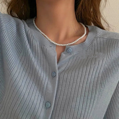 Luckacco Elegant Big White Imitation Pearl Beads Choker Clavicle Chain Necklace For Women Wedding Jewelry Collar New  Dropshippi