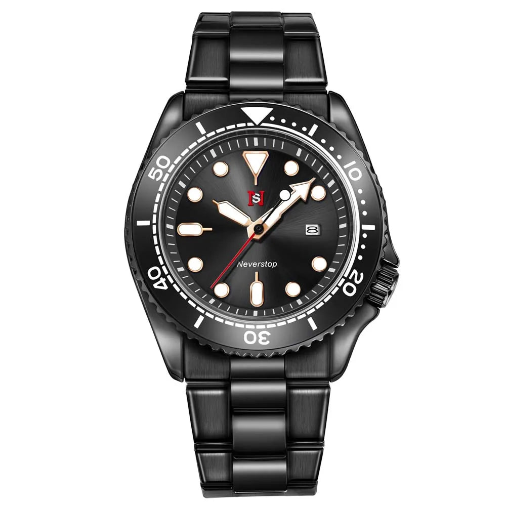 luckacco 2025 new men's quartz watch fashion classic business men's watch quartz watch men's luminous calendar steel belt watch student