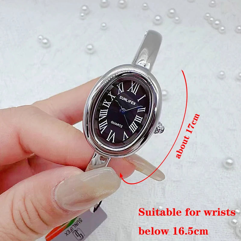 luckacco famous brand women quartz watch fashion luxury gold wristwatch gift ladies rome dial bracelet watch  clock