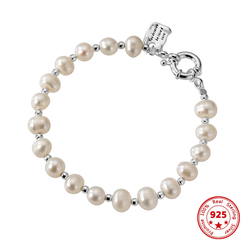 Real New 925 Sterling Silver Pearl Bracelet INS Style Women's Bracelets Charm Jewelry Valentine's Day Romantic Love  Accessories - luckacco