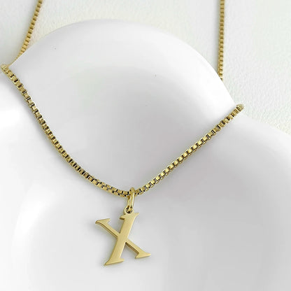 Luckacco Initial necklace letter pendant chamrs stainless steel Necklace jewelry Women's Necklace Box Chain Choker woman trend 2025 gift