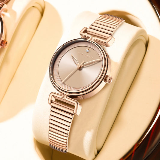 Luckacco 2025 New Women Watch Leisure Fashion 29mm Mini Dial Stainless Steel Mesh Strap HANNAH MARTIN Nordic Simple 3Bar Waterproof Watch