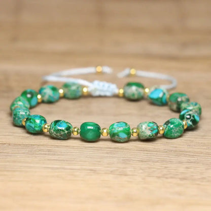 Luckacco Natural Stone Beaded Bracelet, Adjustable Handcrafted Bracelet, Bohemian Style, Having the Effect of Calming the Body and Mind