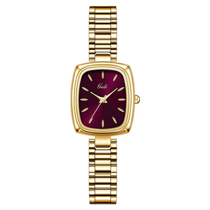 Luckacco Bracelet Watch Retro TV niche high-end Gold Watches steel strip Waterproof Small Dial Women's Fashion Quartz Clock Wristwatches
