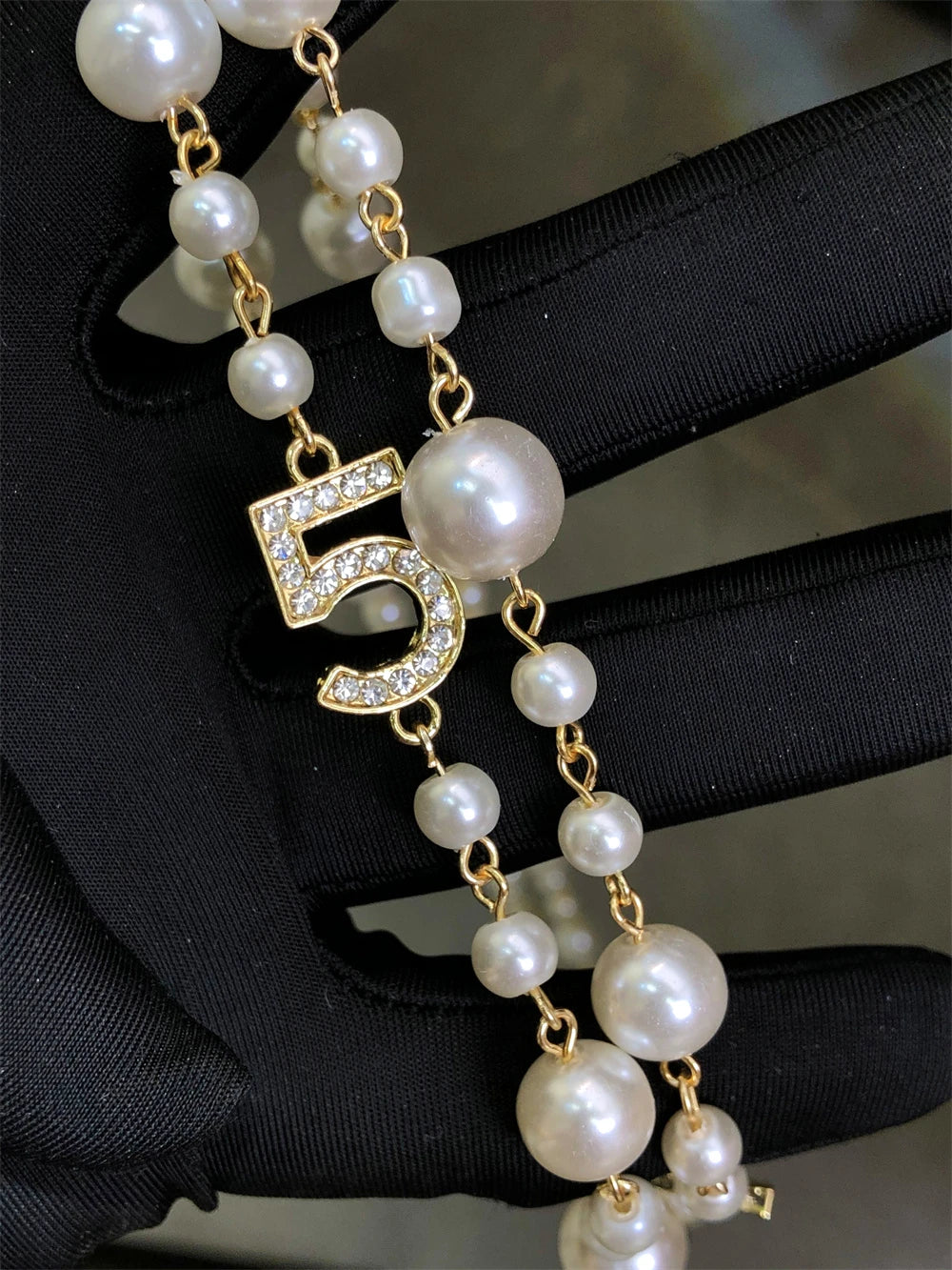 luckacco long pearl letter multi layered tassel sweater chain necklace jewelry for women