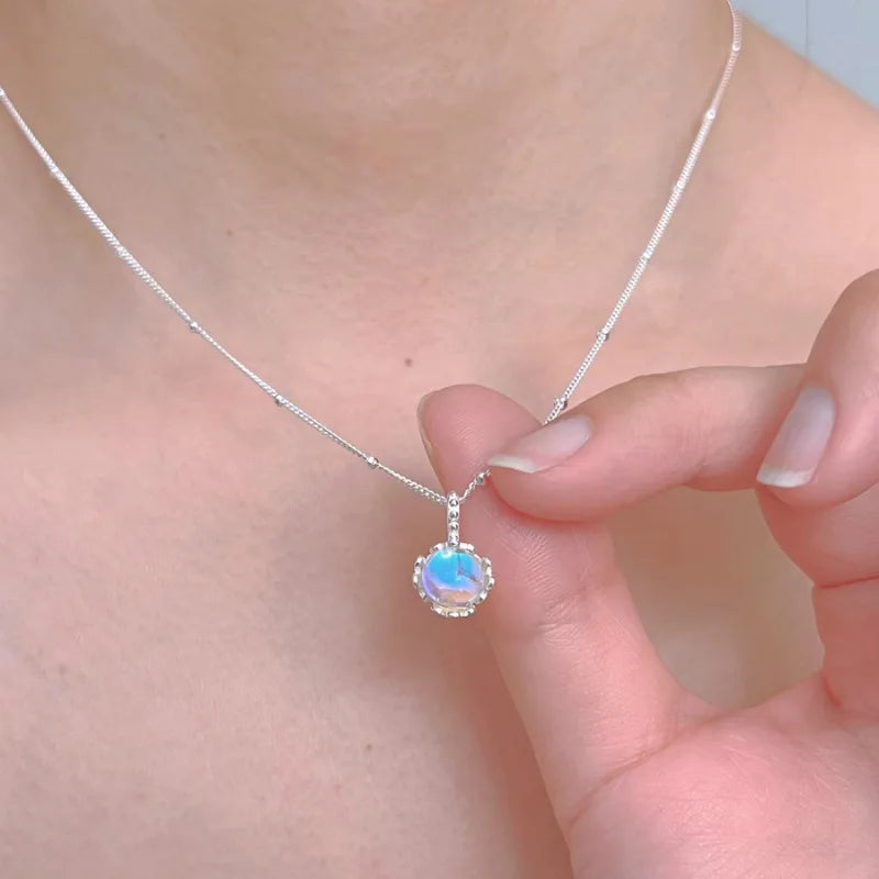 luckacco new trendy fashion 925 silver pearl simple elegant thin chain pendant necklace for women girl jewelry dropship