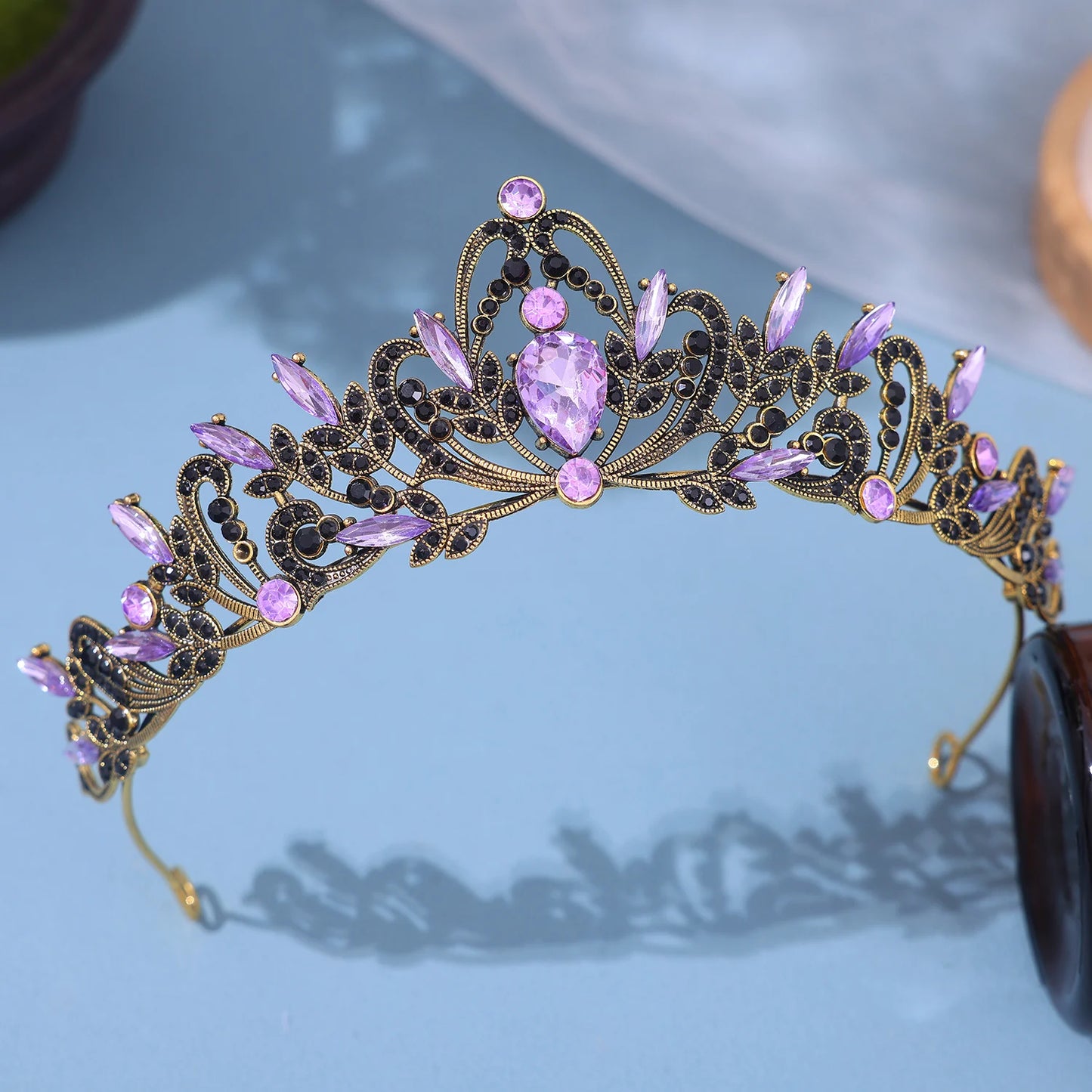 luckacco bridal headwear purple-colour women's grand party crown birthday tiaras