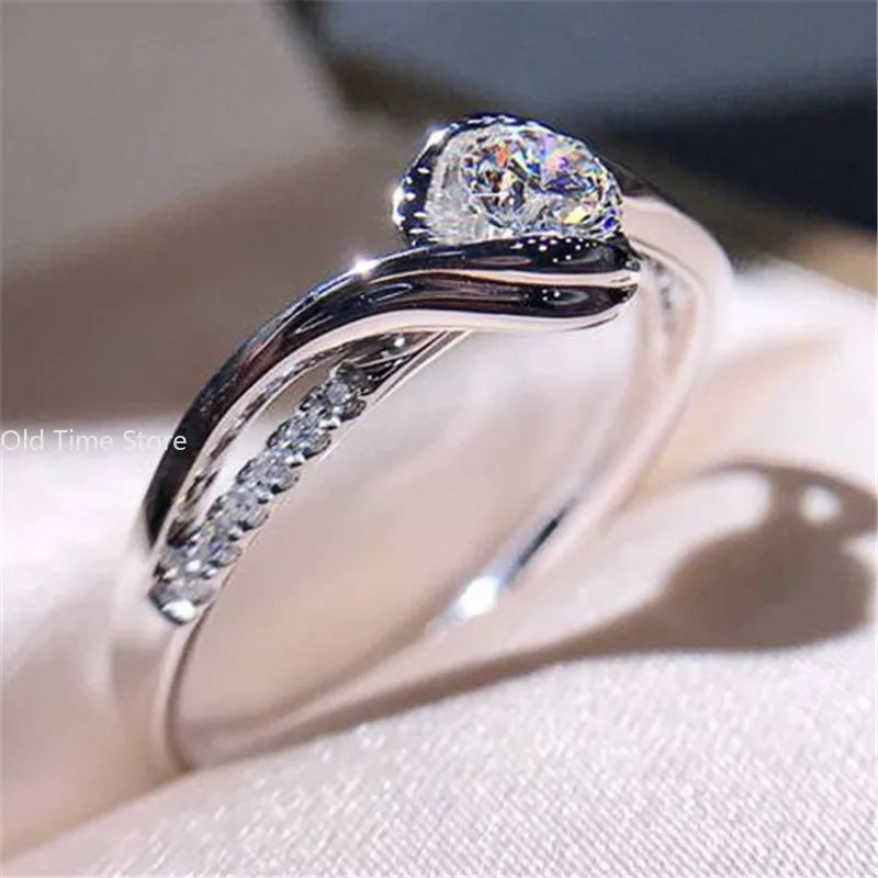 luckacco ring white cubic zirconia fashion versatile accessories for women high quality new jewelry