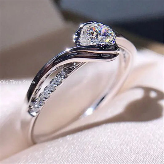 Luckacco Ring White Cubic Zirconia Fashion Versatile Accessories for Women High Quality New Jewelry